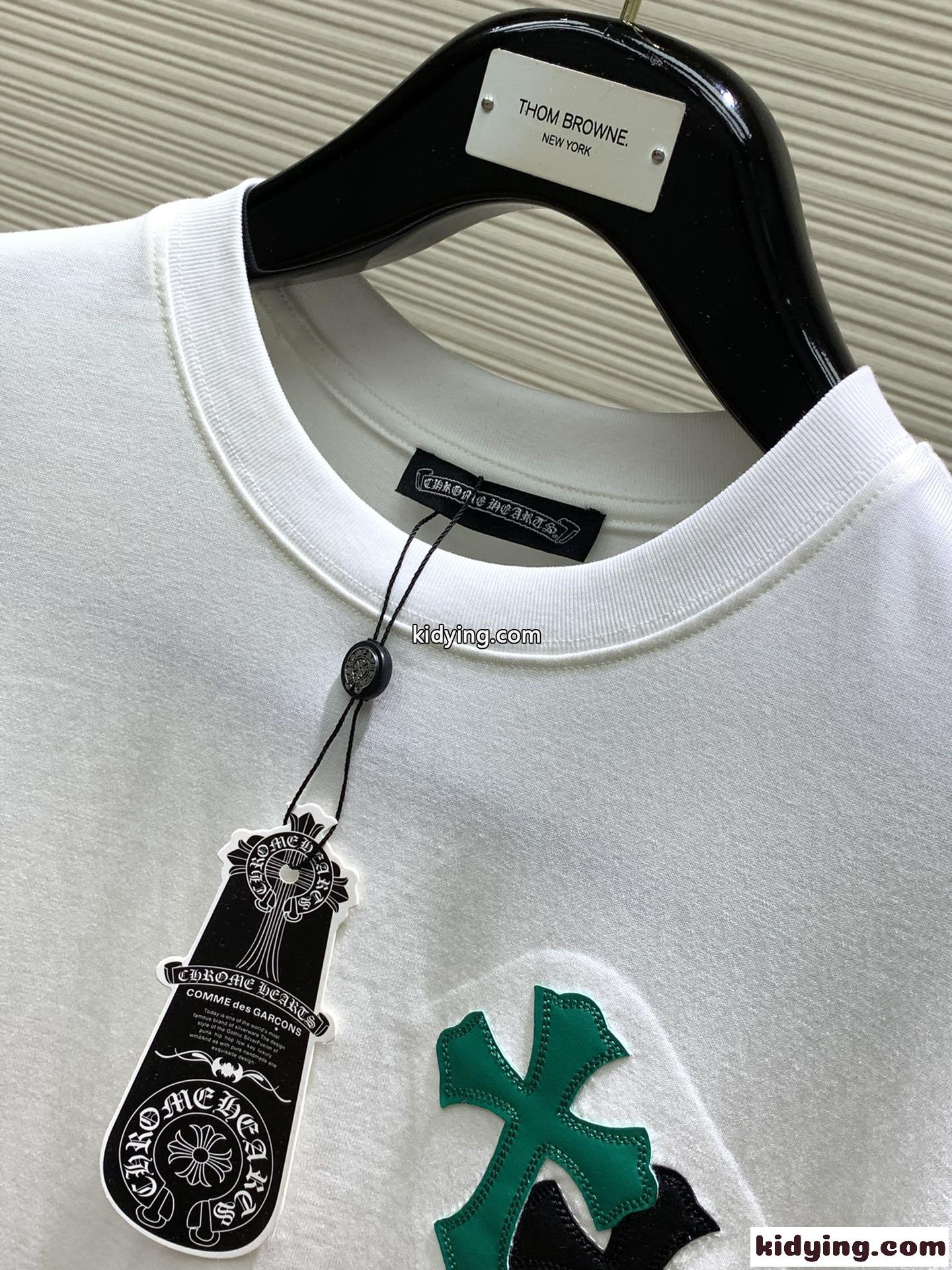 クロスパッチ クルーネック 半袖Tシャツ クロムハーツ Tシャツ コピー ホワイト-1