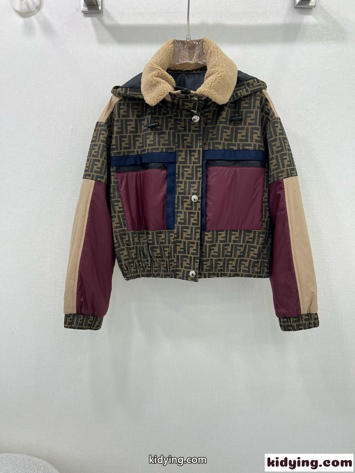 お洒落 異素材 切り替え フード付きブルゾン フェンディ ジャケット コピー レディース-0