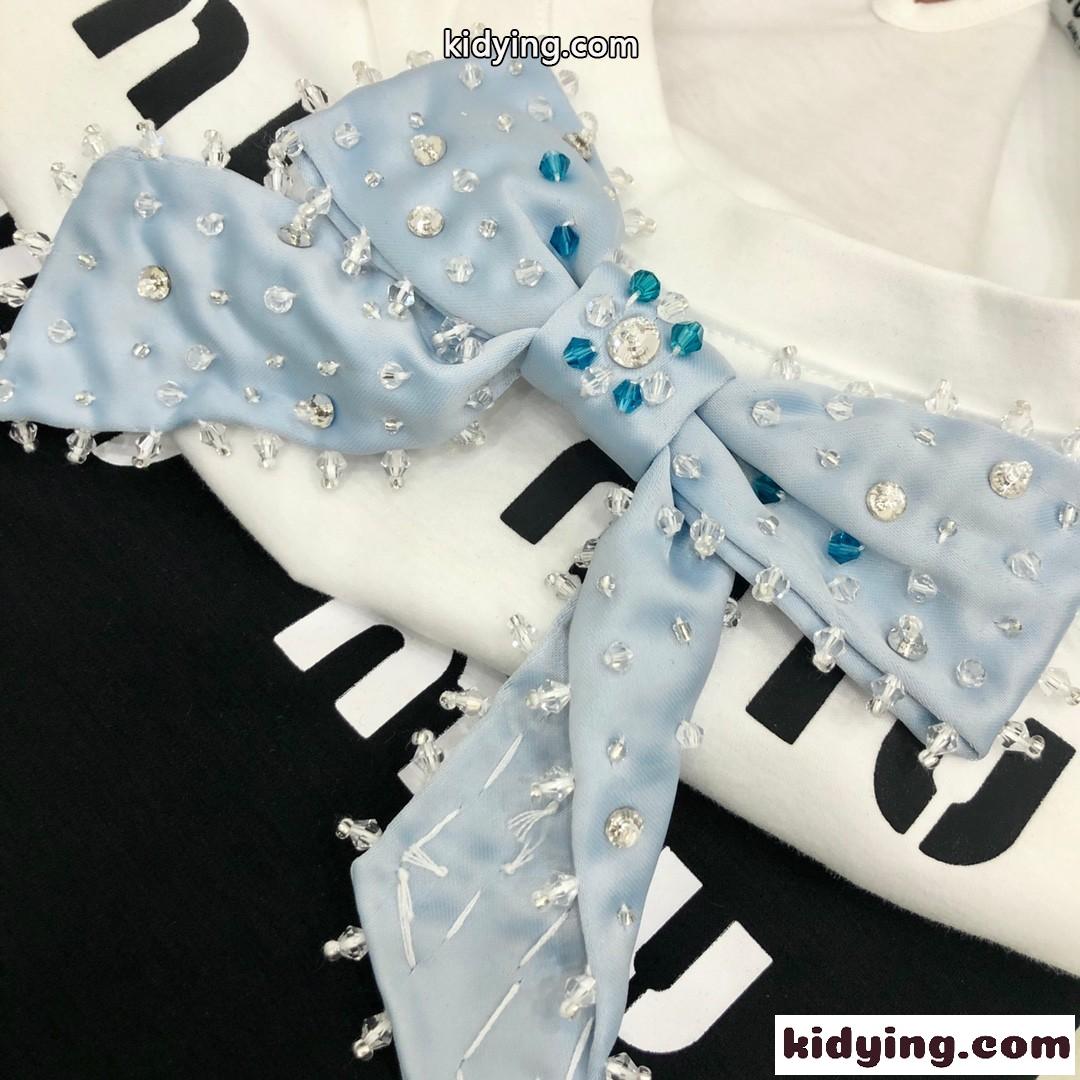 ベーシック 可愛い ロゴ プリント リボン クルーネック ミュウミュウ 半袖tシャツ コピー 春夏 レディース トップス-3