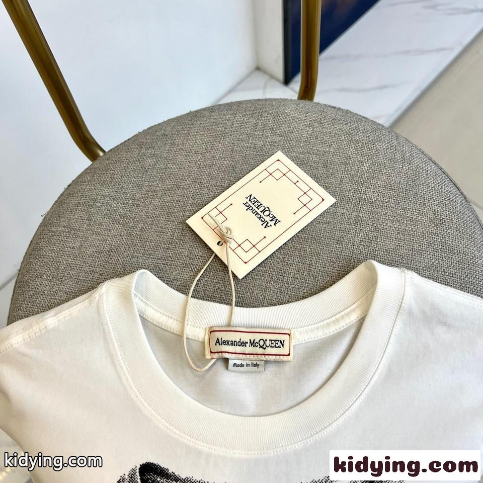 グラフィックプリント 半袖Tシャツ アレキサンダー・マックイーン Tシャツ コピー ホワイト-3