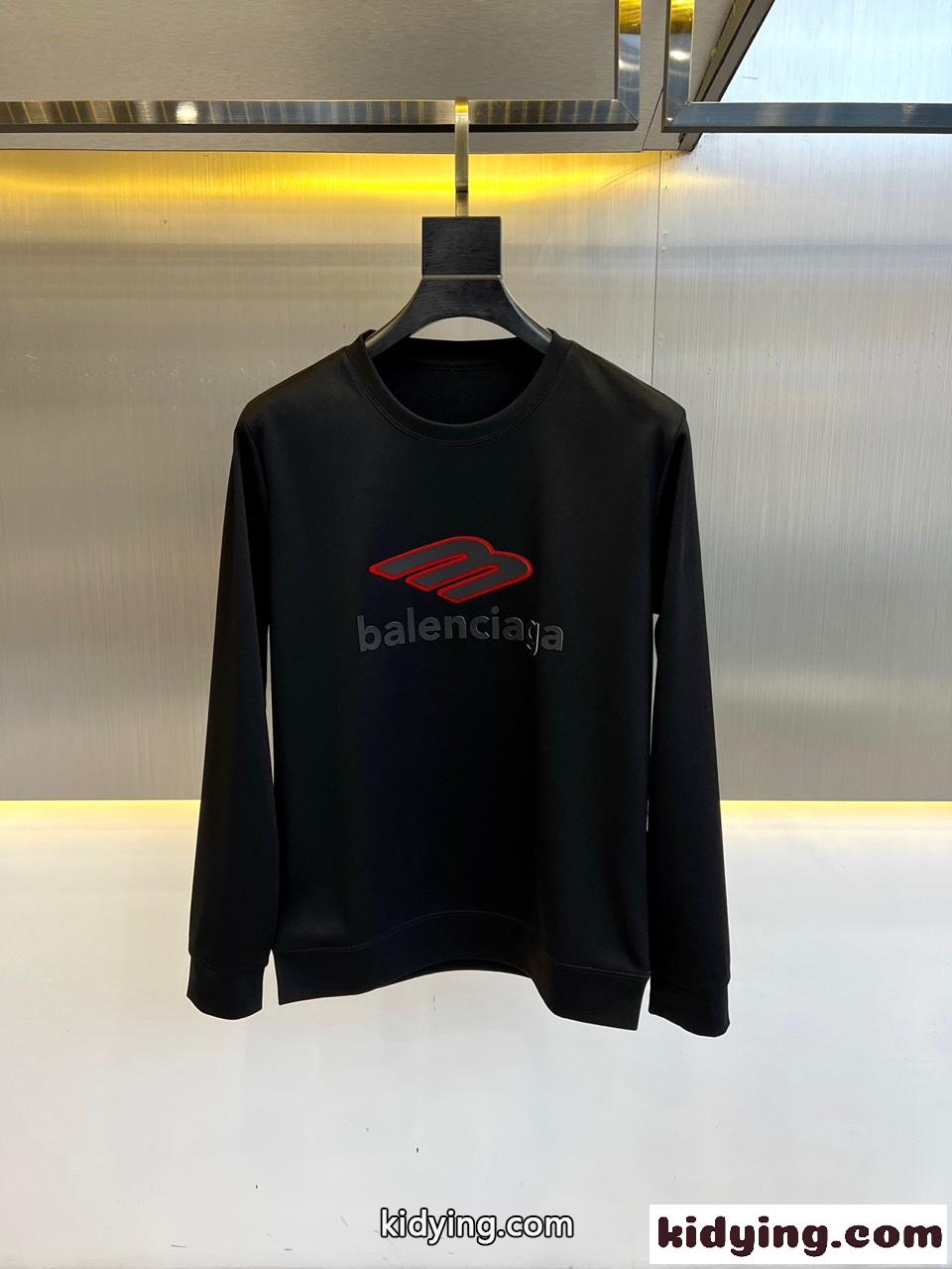 ベーシック ロゴ クルーネック トレーナー バレンシアガ Tシャツ コピー ブラック-0