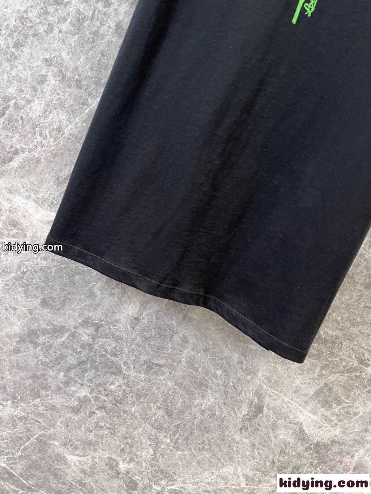 ユニセックス ゆったり 半袖Tシャツ ロエベ Tシャツ コピー コットン ブラック-3