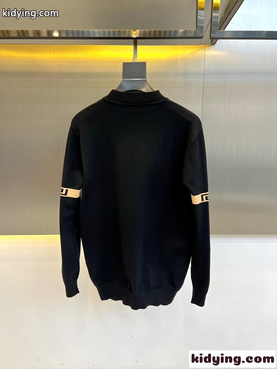 ウールブレンド ニット トップス メンズ ヴェルサーチェ セーター コピー ブラック-3