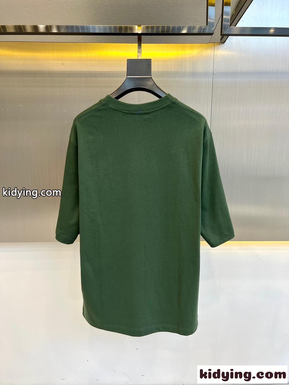 シンプル カジュアル コットンTシャツ バーバリー 半袖Tシャツ コピー グリーン-4