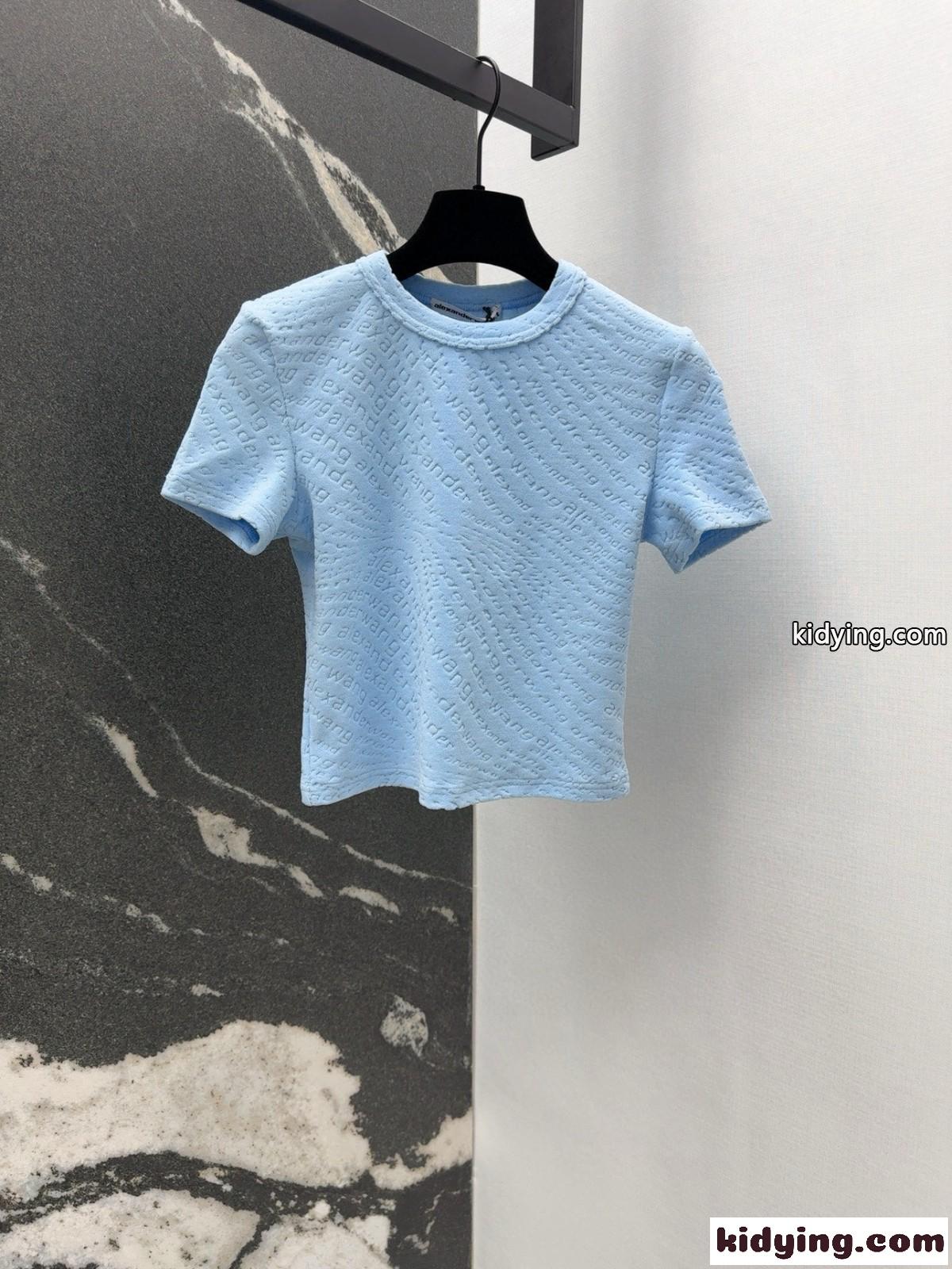 ロゴジャカード ショートスリーブtシャツ アレキサンダーワング Tシャツ コピー ブルー-1