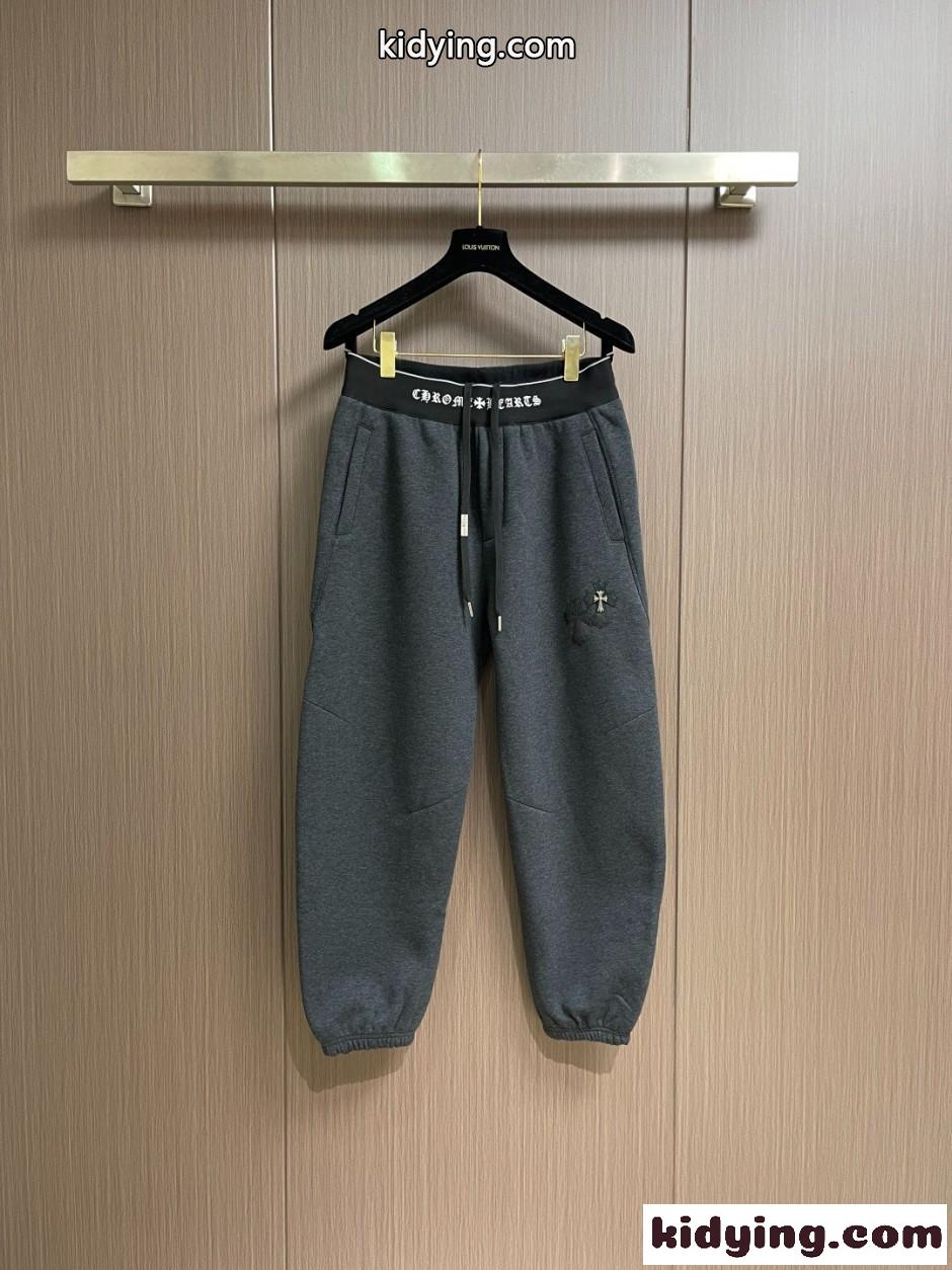 ロゴウエストバンド クロスパッチ スウェットパンツ クロムハーツ パンツ 偽物 グレー-0