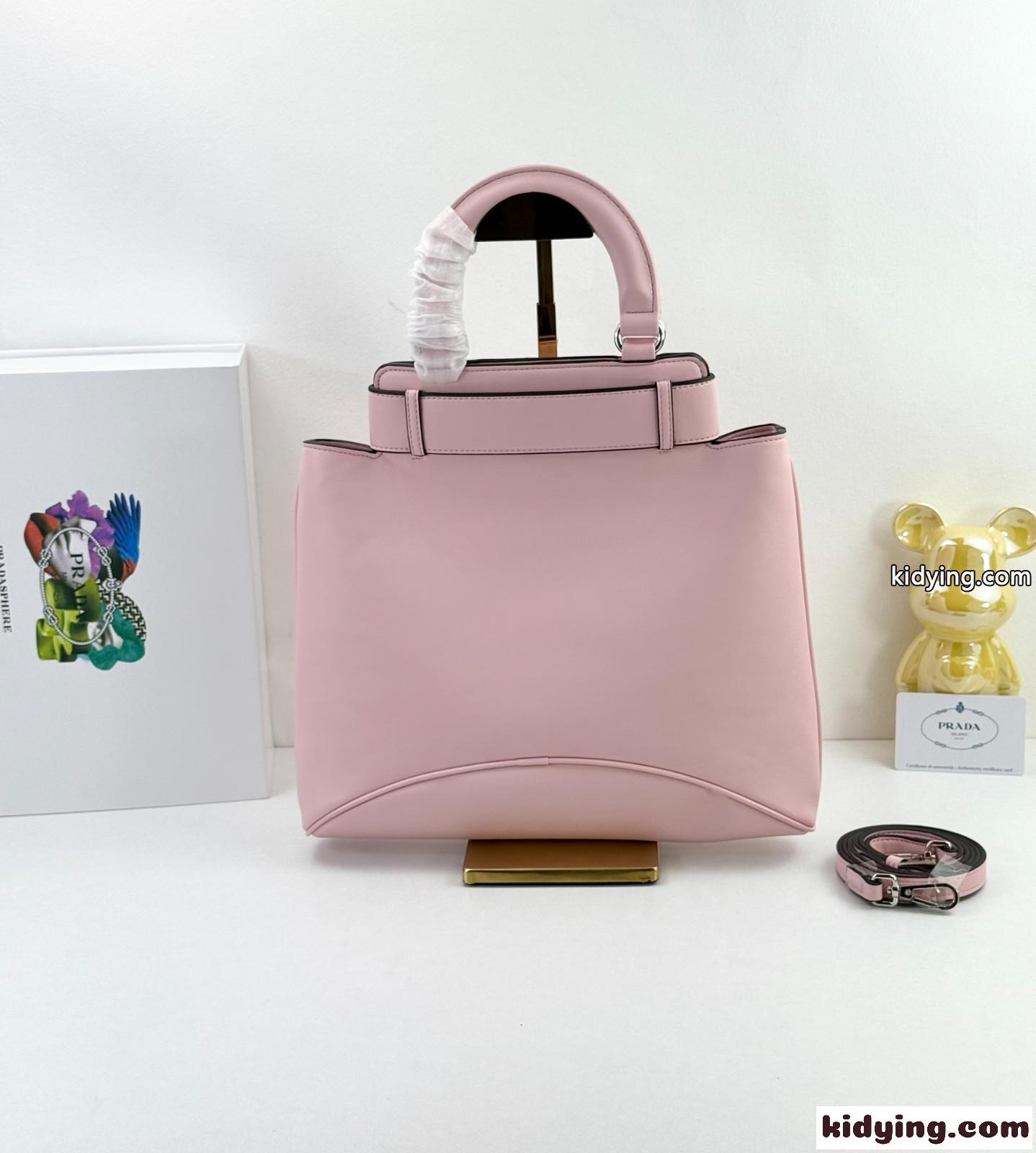 新作♪PRADA エチュード ミディアム レザーバッグ プラダ バッグ コピー ピンク-0