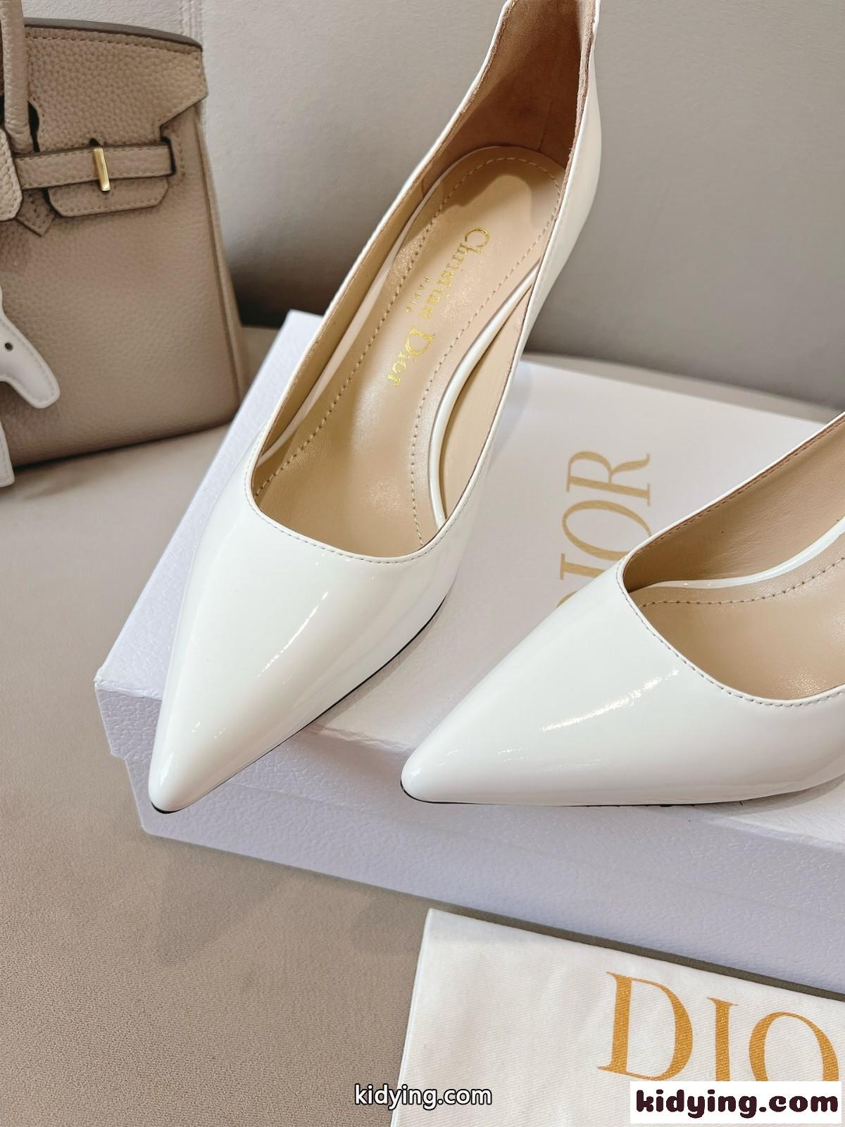 女子力アップ パテントレザー Dior Tribales パンプス クリスチャン・ディオール パンプス コピー ホワイト-3