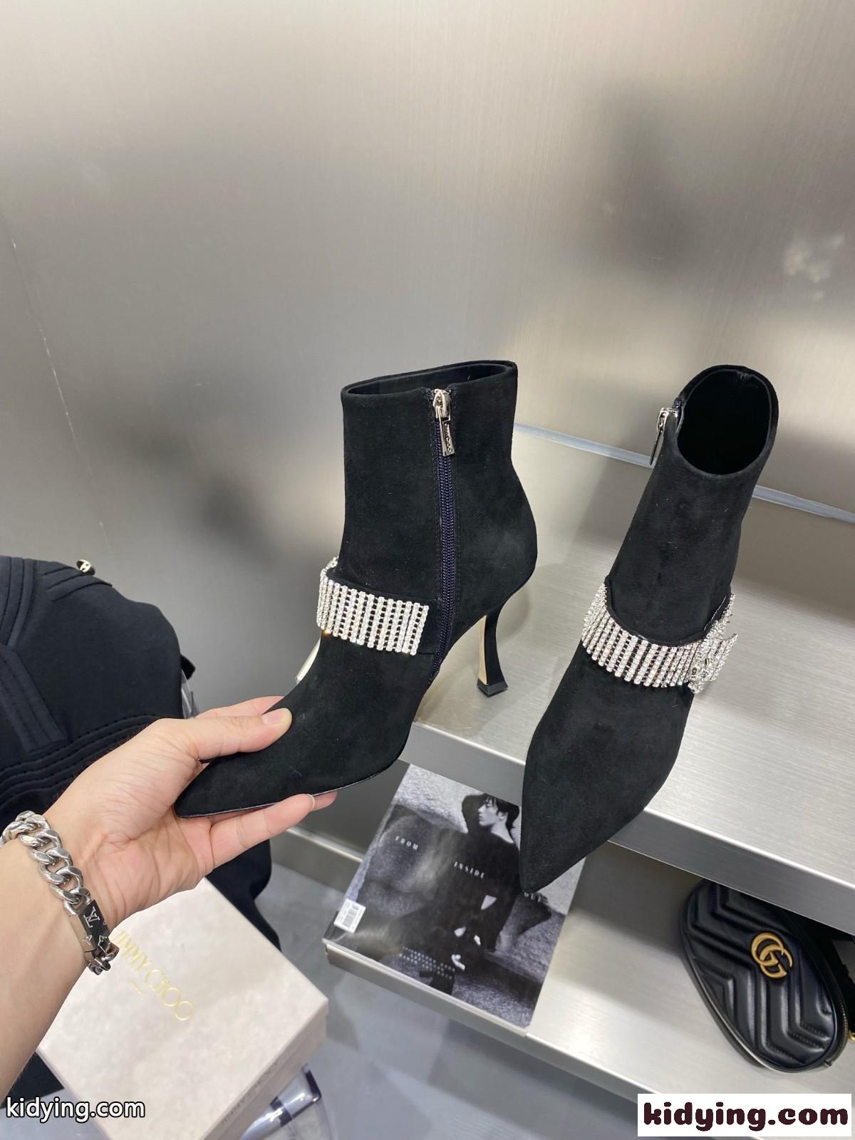 セクシー ポインテッドトゥ 美足 気質アップ スエード ハイヒール 8.5CM ジミーチュウ ブーツ コピー レディース-1