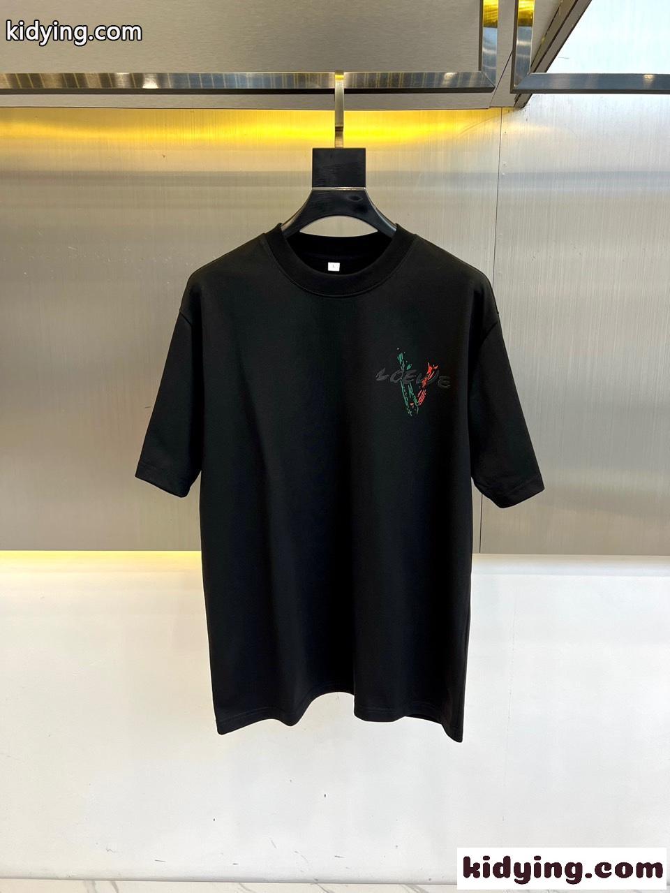 バックプリント ロエベ Tシャツ 偽物 クルーネック 半袖Tシャツ ブラック-0