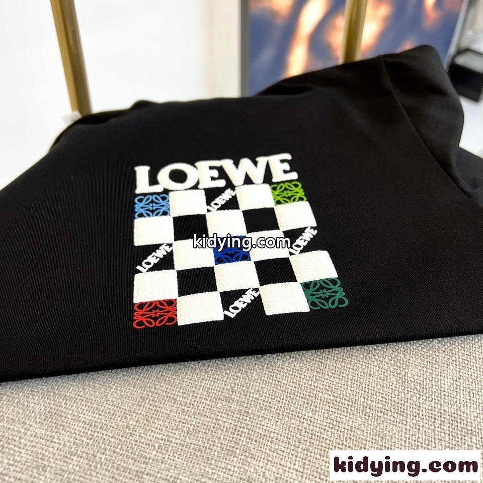 お洒落 ロゴ入り コットン 半袖Tシャツ ロエベ Tシャツ 偽物 ブラック-0