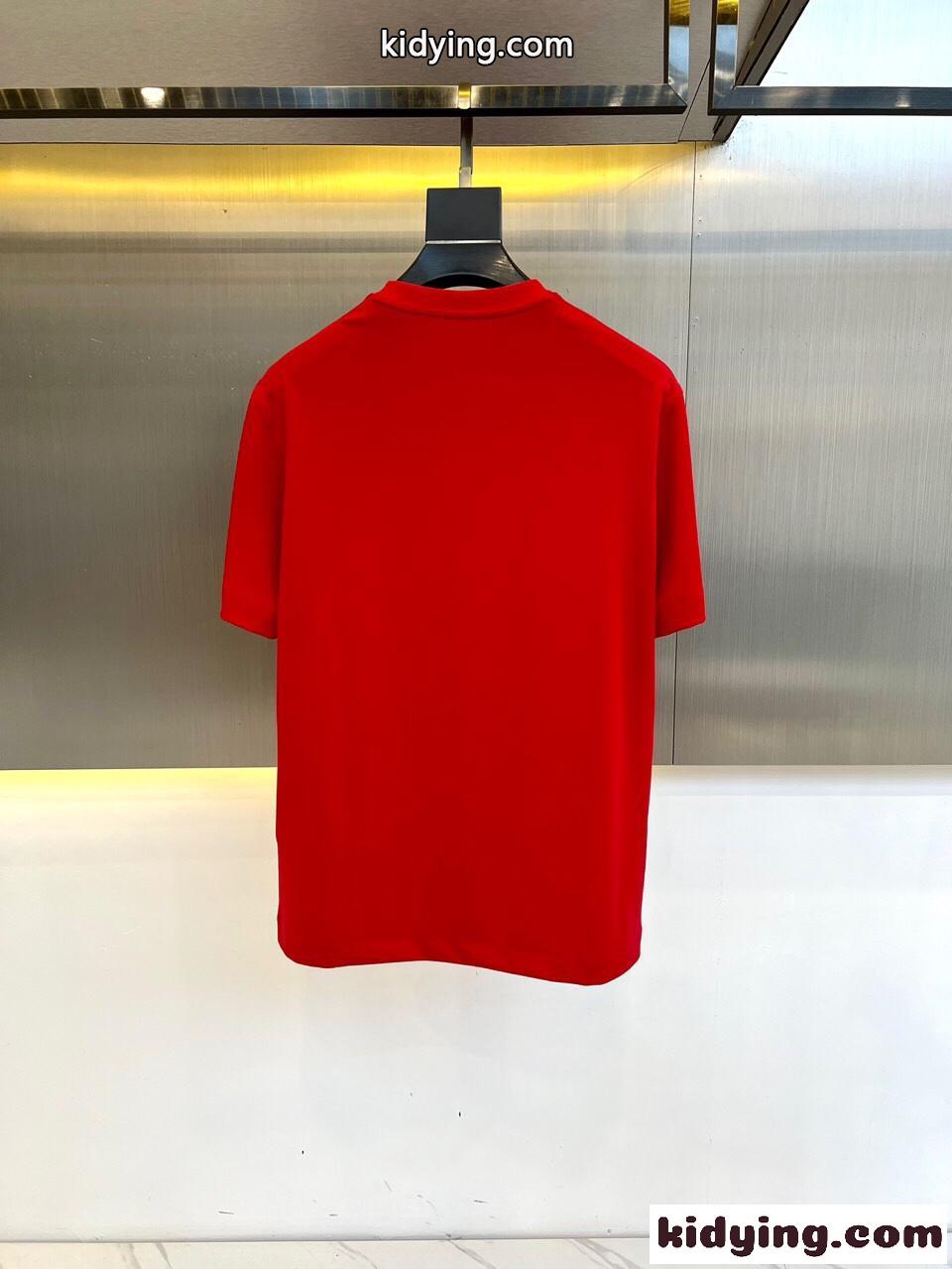 快適 冷感 クルーネック 半袖Tシャツ エルメネジルド・ゼニア Tシャツ コピー レッド-4