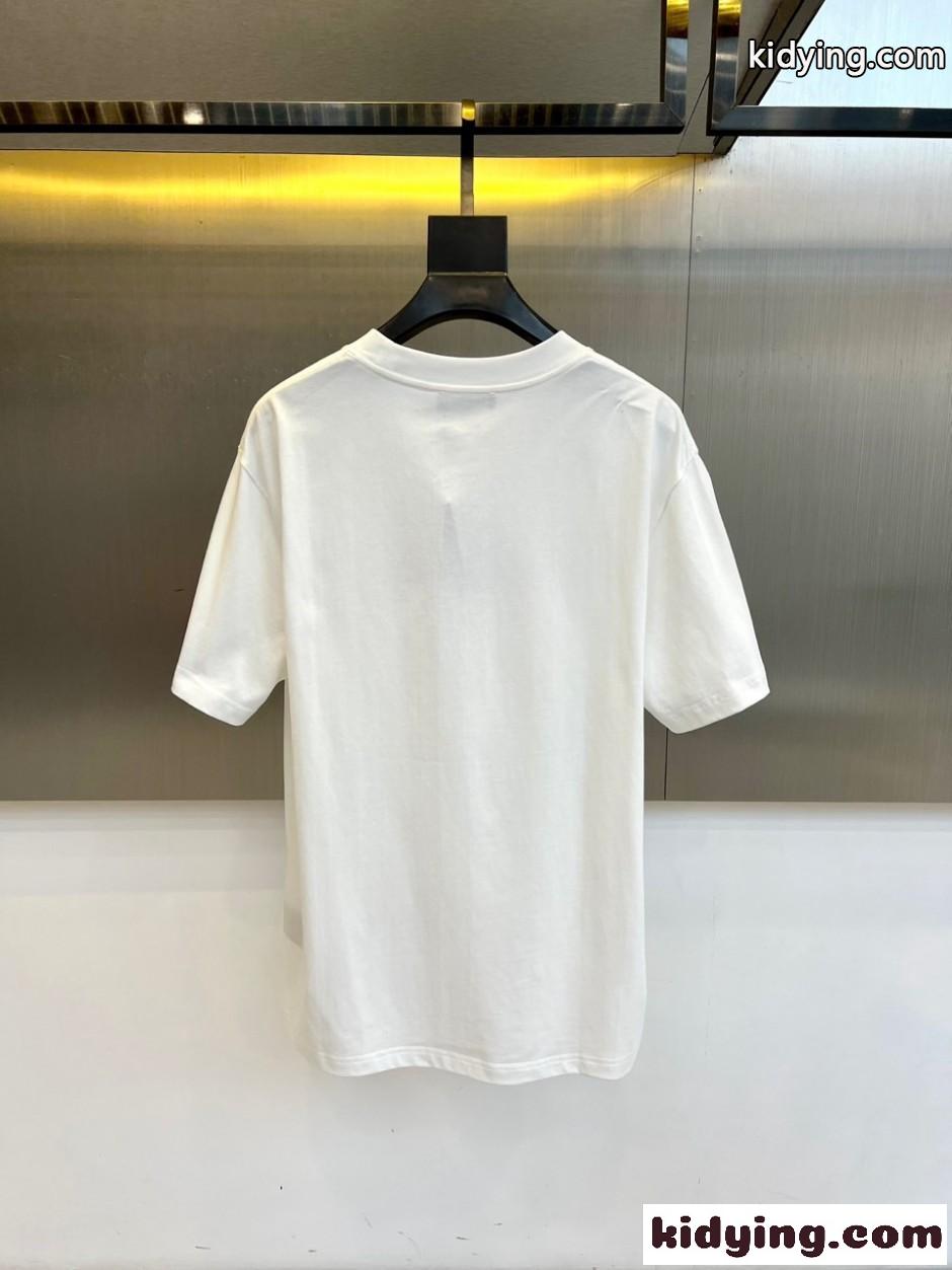 カジュアル ロゴ クルーネック 半袖Tシャツ バレンシアガ Tシャツ 偽物 ホワイト-3