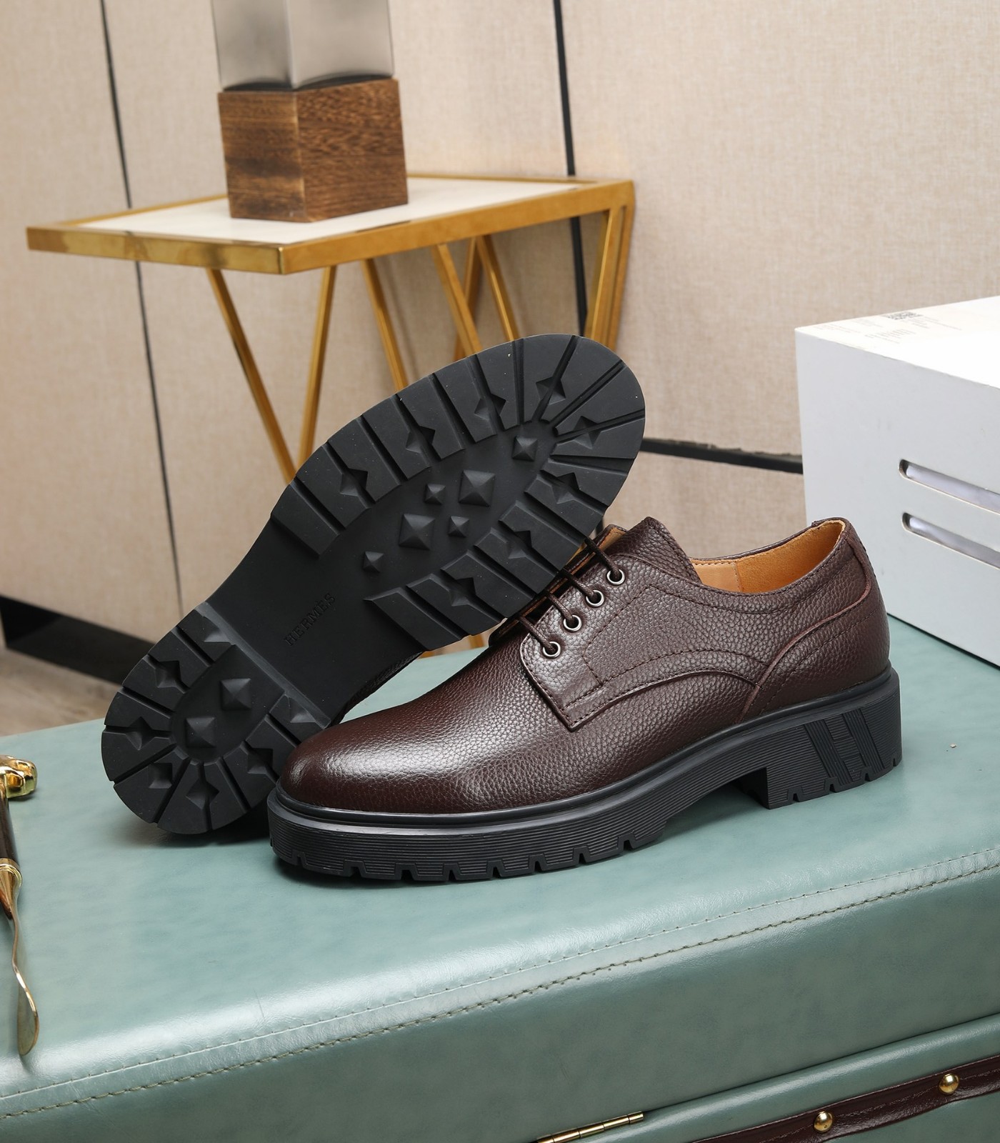 定番 レザー レースアップシューズ エルメス シューズ コピー メンズ-2
