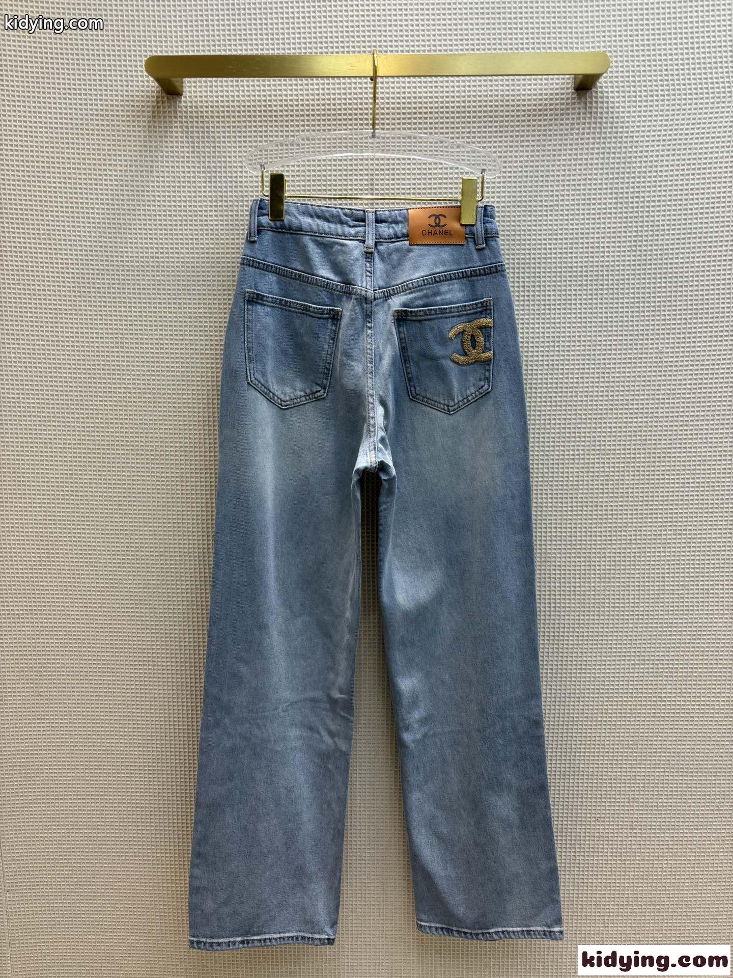 シャネル ジーンズ 偽物 カジュアル ゆったり ストレート デニムパンツ-3