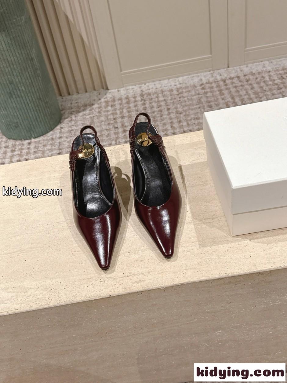 YSL アン＝マリー スリングバックパンプス イヴ・サンローラン パンプス コピー ボルドー-0