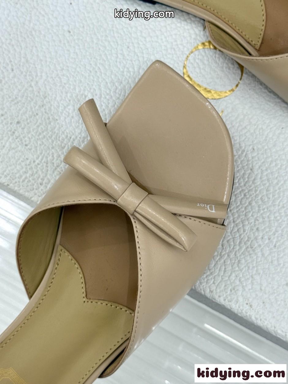 洗練された Dior Bow スライド クリスチャン・ディオール サンダル コピー ベージュ-3