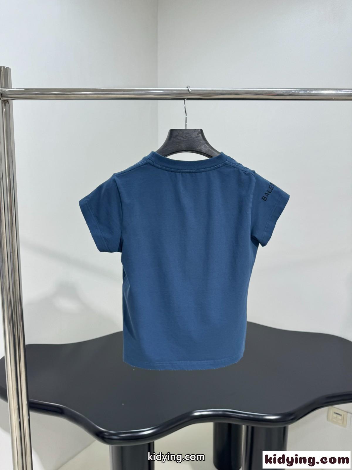 カジュアル フェンミン コンパクト 半袖Tシャツ バレンシアガ Tシャツ コピー ブルー-0