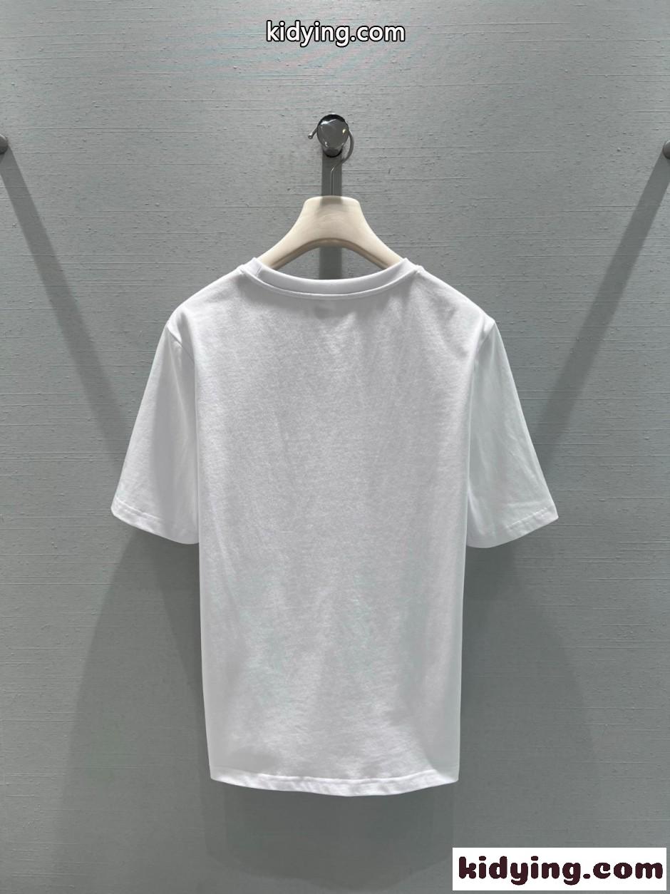 コットン プリント 半袖Tシャツ エルメス Tシャツ コピー クルーネック ホワイト-1