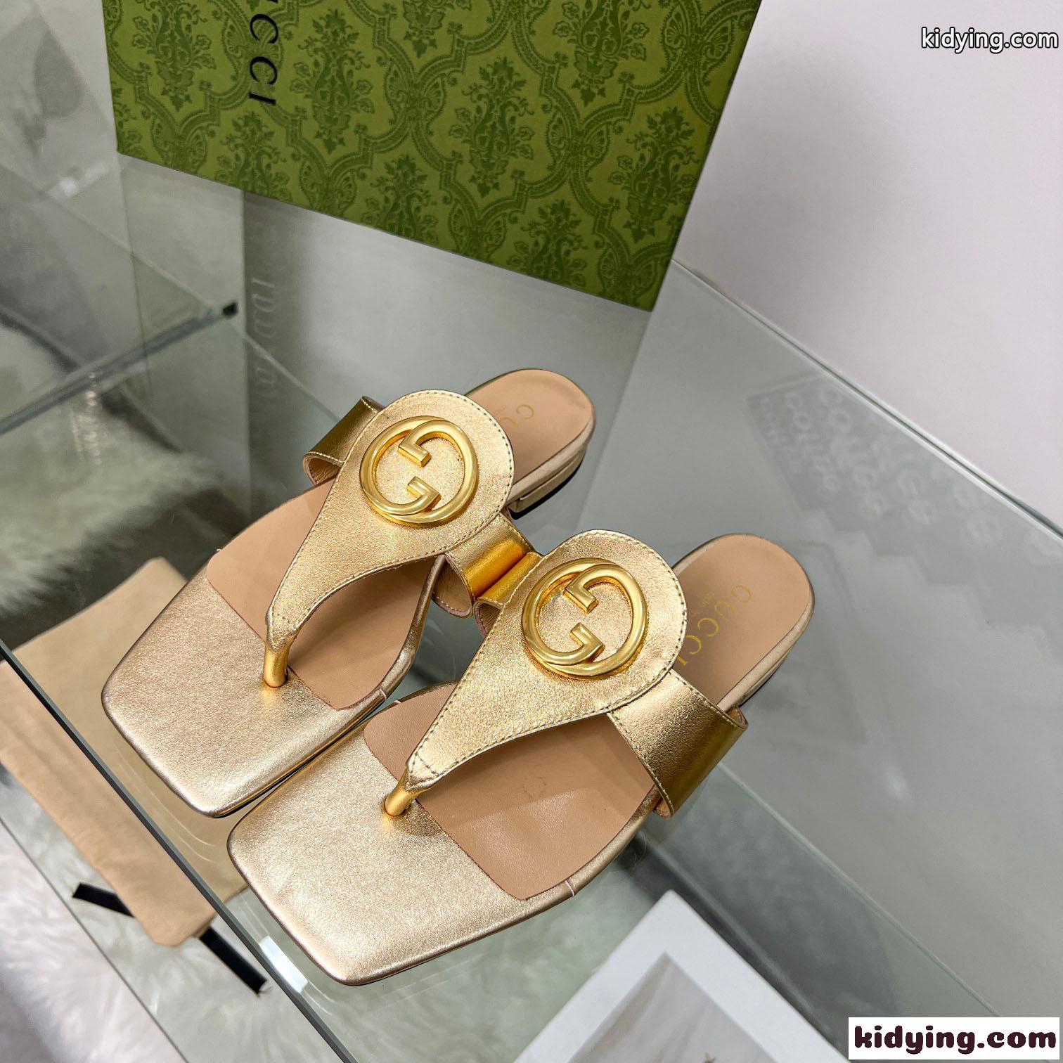 GUCCI グッチ ブロンディ トングサンダル スーパーコピー レディース ゴールド-0