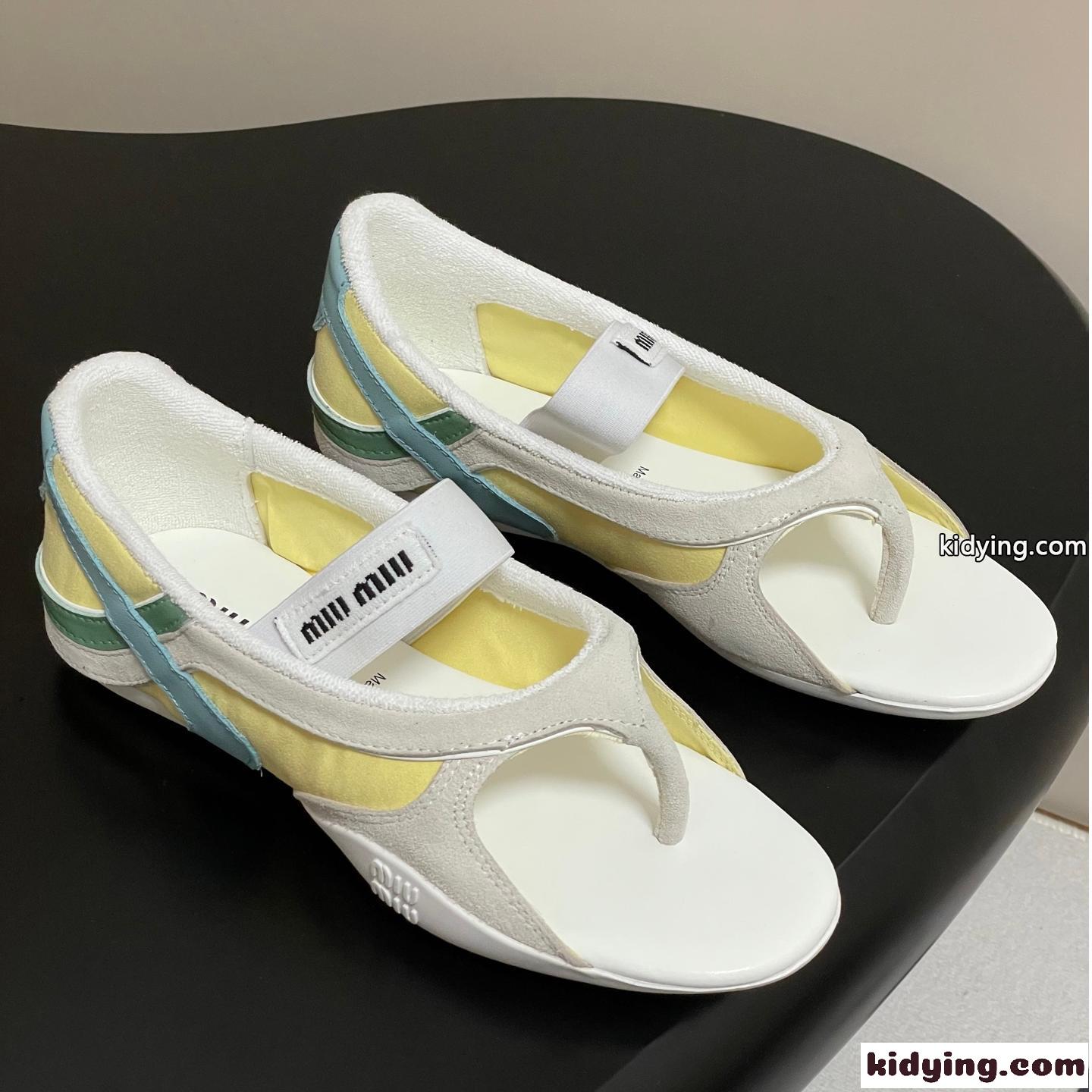 注目の新作～トングバレリーナシューズ ミュウミュウ サンダル コピー イエロー-0
