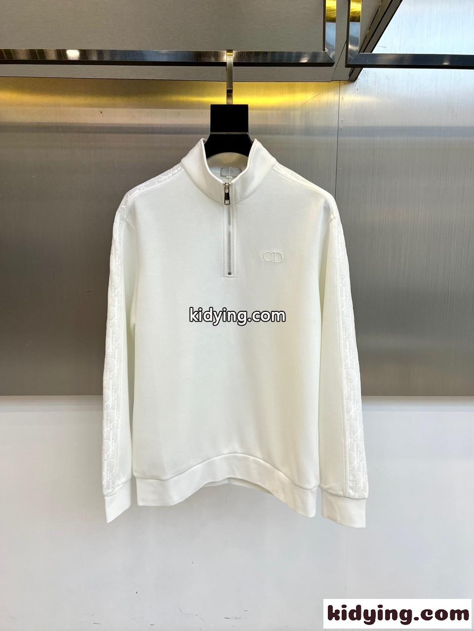 カジュアル ハーフジップ スウェットシャツ クリスチャン・ディオール Tシャツ 偽物 ホワイト-0