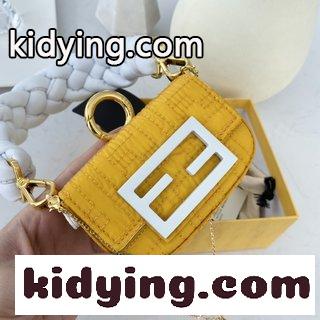 FENDI Baguette手袋Nano金 超大型FF書体のバックルが開閉する フェンディ バッグ 色 コピー-3