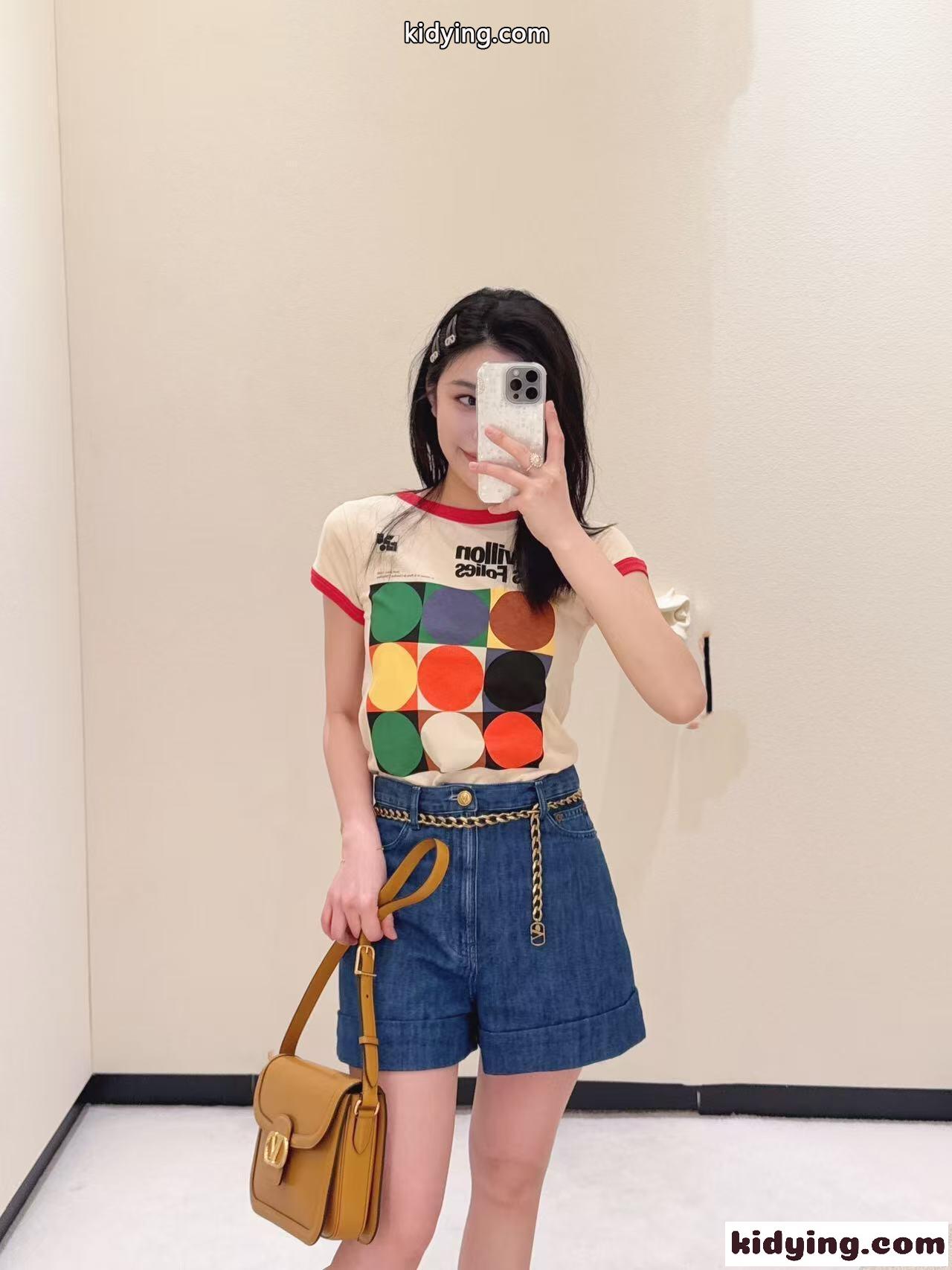 コットンジャージー プリント Tシャツ ヴァレンティノ 半袖Tシャツ スーパーコピー-4