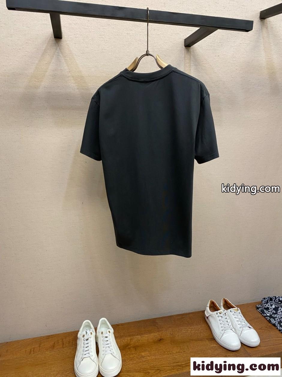 シンプル フラワー刺繡 半袖Tシャツ クリスチャン・ディオール Tシャツ 偽物 ブラック-1