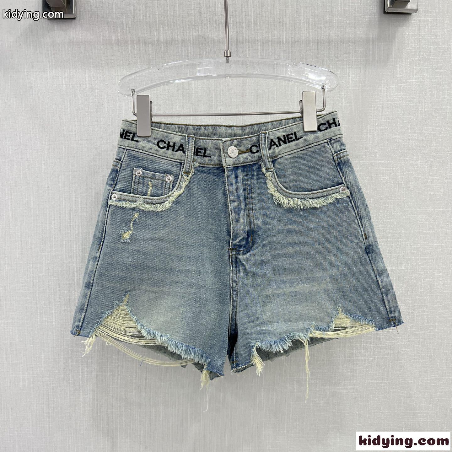 大人気 定番 ロゴ 刺繍 デニム ショートパンツ シャネル パンツ コピー レディース-0