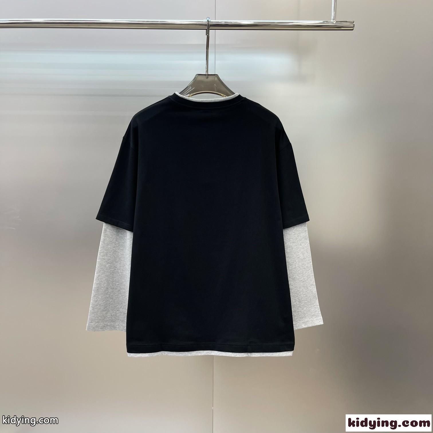 ストリート レイヤード風 ロゴ ゆったり セリーヌ Tシャツ コピー 長袖 ユニセックス-0