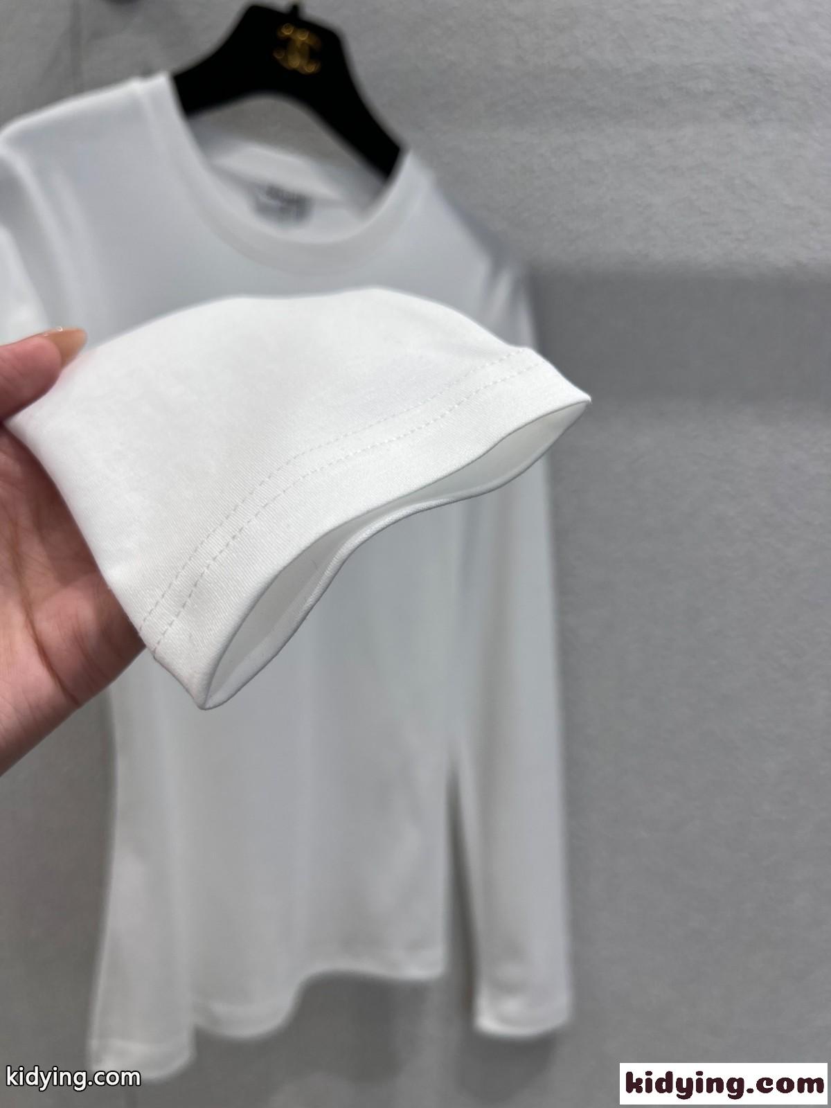 シンプル クルーネック コットン 長袖Tシャツ シャネル Tシャツ コピー ホワイト-3