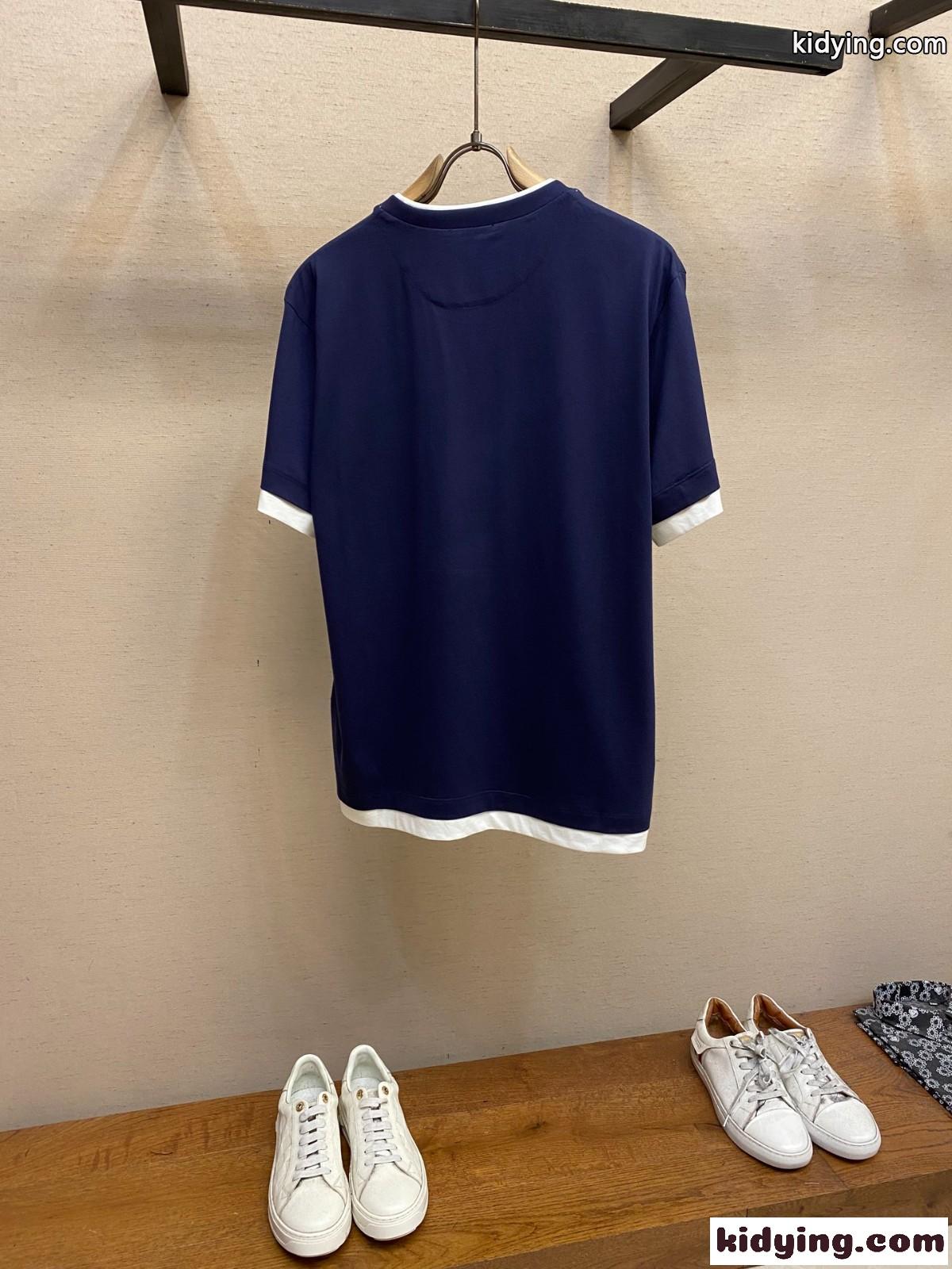 おしゃれ コットン 半袖Tシャツ プラダ Tシャツ コピー ユニセックス ブルー-1