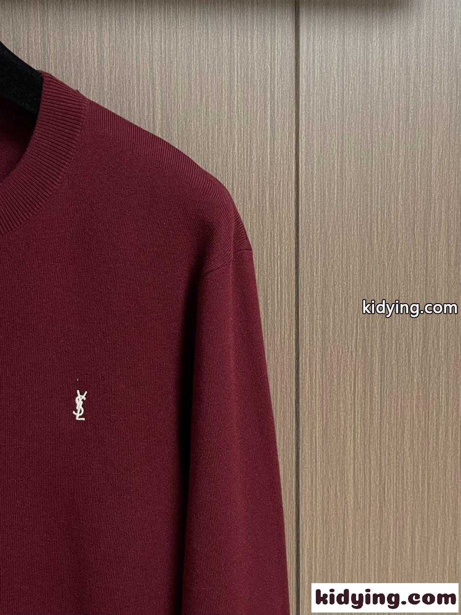 YSL イヴ・サンローラン セーター 偽物 シンプル 合わせやすい プルオーバー レッド-2