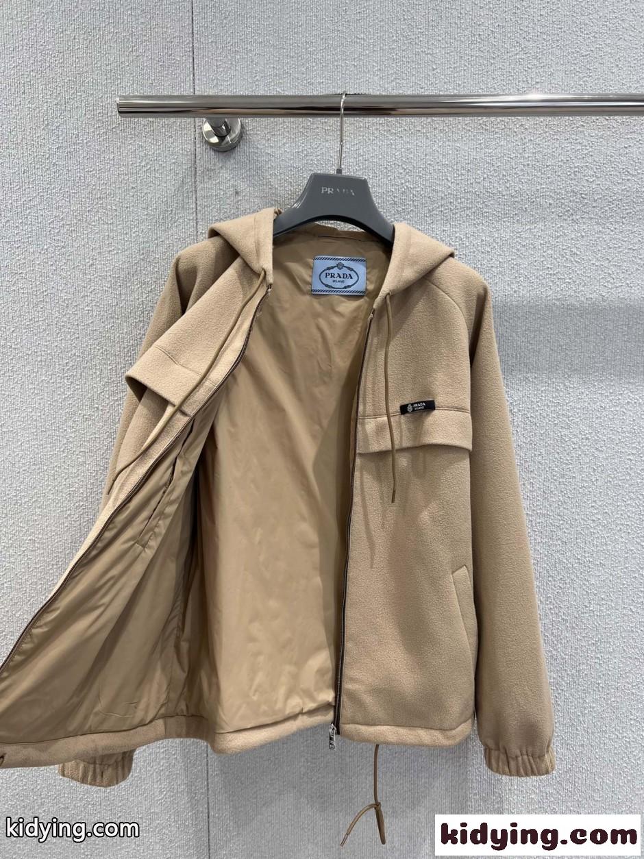 フリース フーディージャケット プラダ ジャケット コピー ベージュ-1