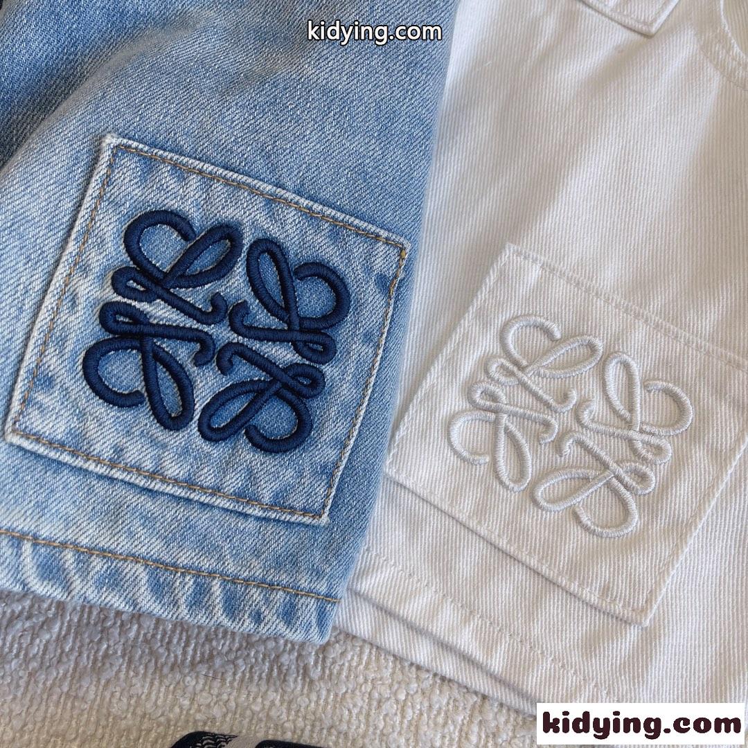 22SS新作 定番 合わせやすい アナグラム ロゴ 刺繍 ロエベ ショートパンツ コピー デニム-2