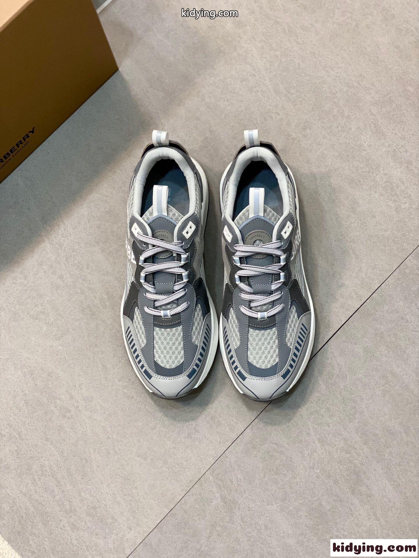 バーバリー スニーカー コピー メンズ Burberry ロゴ スエード＆メッシュ スニーカー-2