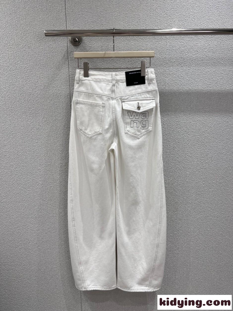 おしゃれ アレキサンダーワング ジーンズ 偽物 バレルレッグ デニムパンツ-1