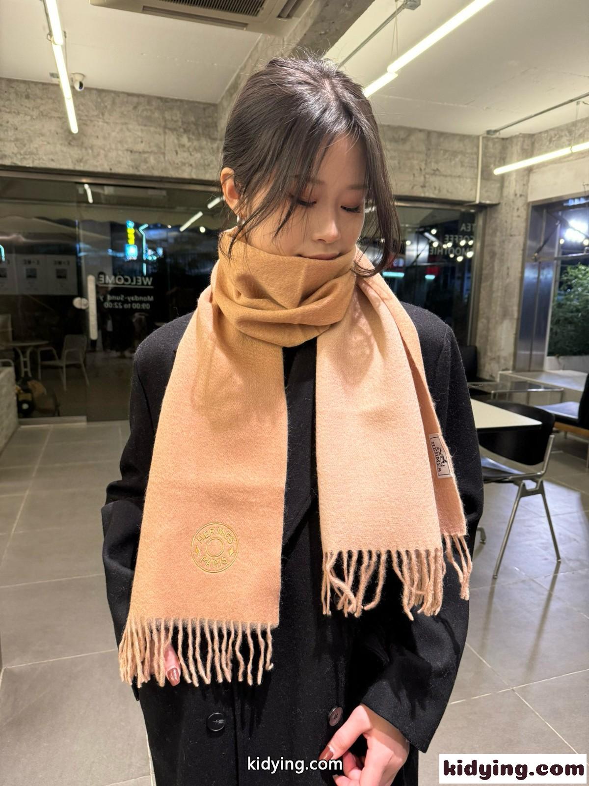 シンプル 上品 カシミヤ マフラー エルメス スカーフ コピー ベージュ-0