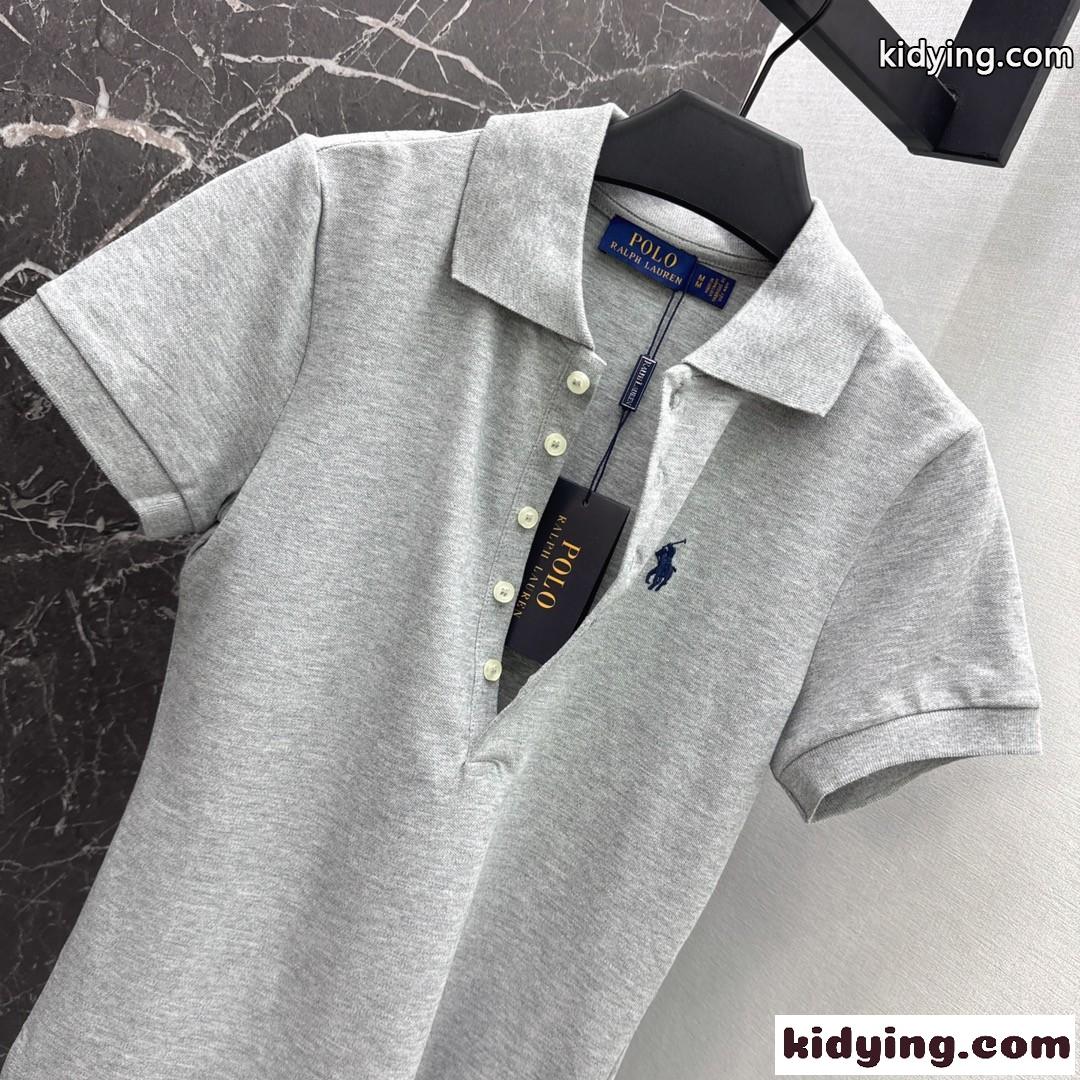 スリム フィット ストレッチ ポロシャツ ラルフローレン 半袖Tシャツ コピー グレー-0