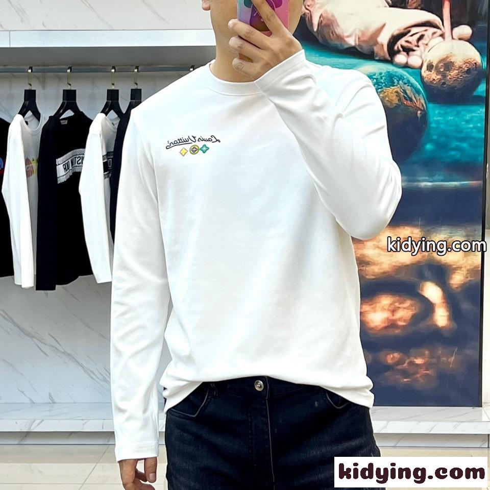 ベーシック 合わせやすい ルイヴィトン Tシャツ コピー 快適 長袖Tシャツ ホワイト-1