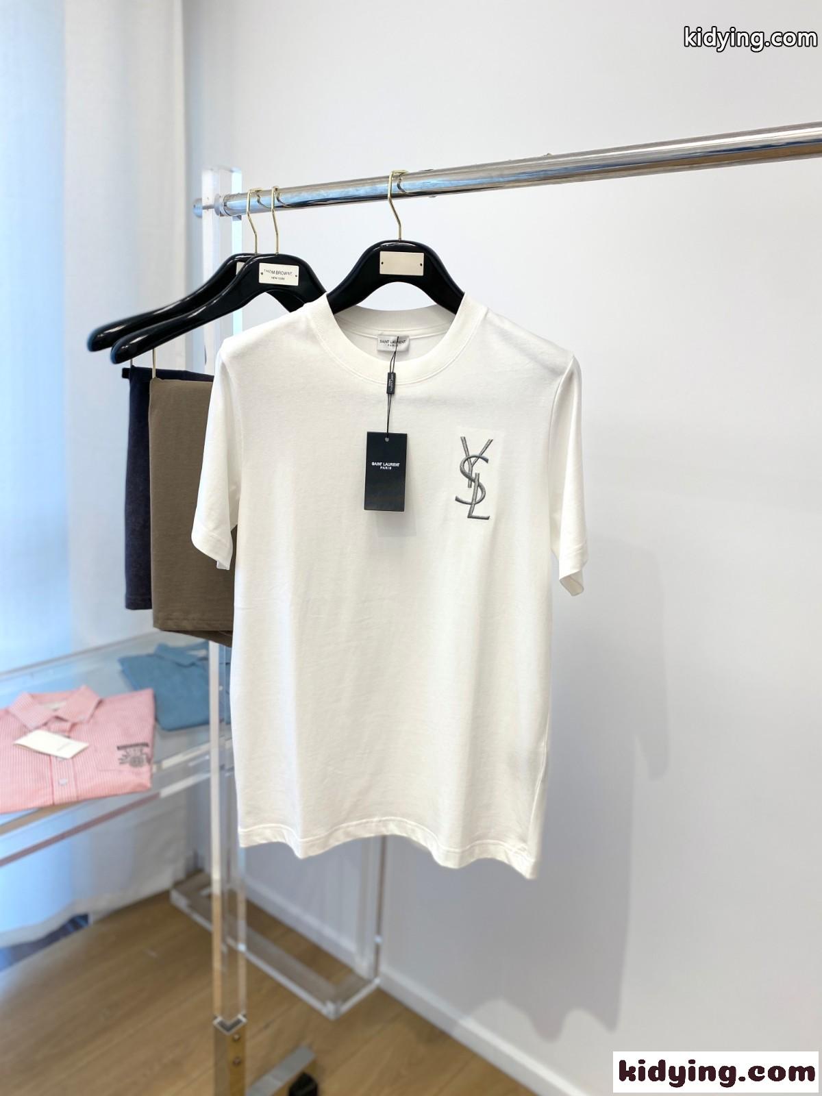 シンプル 合わせやすい クルーネック イヴ・サンローラン Tシャツ コピー 半袖 ホワイト-0