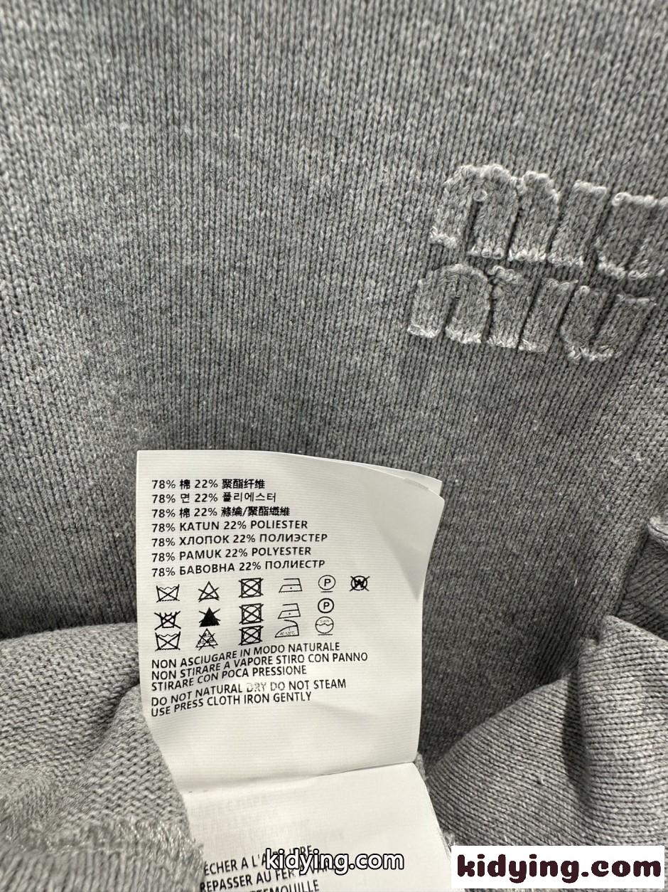 フェンミン ラッフルフリル 半袖Tシャツ ミュウミュウ Tシャツ コピー グレー-4