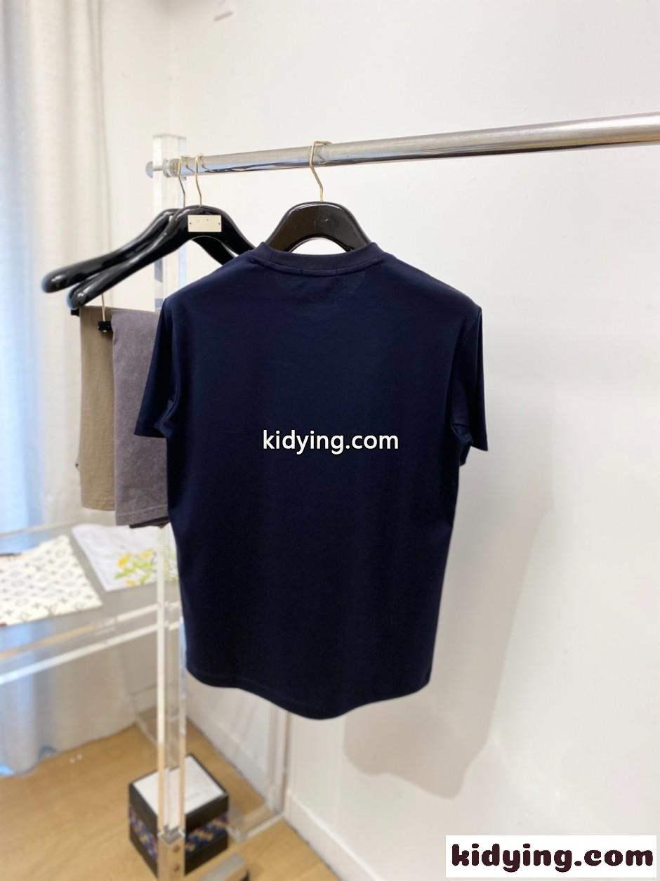 カジュアル ホース レザーパッチ クルーネック エルメス Tシャツ 偽物 ネイビー-4
