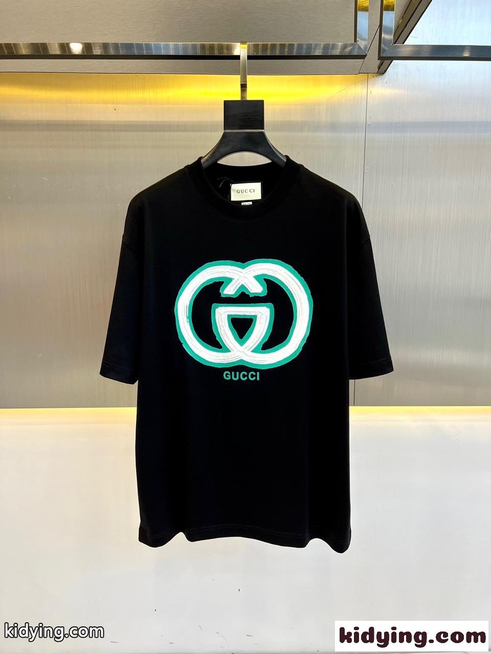 シンプル 快適 コットン 半袖Tシャツ グッチ Tシャツ コピー ブラック-0