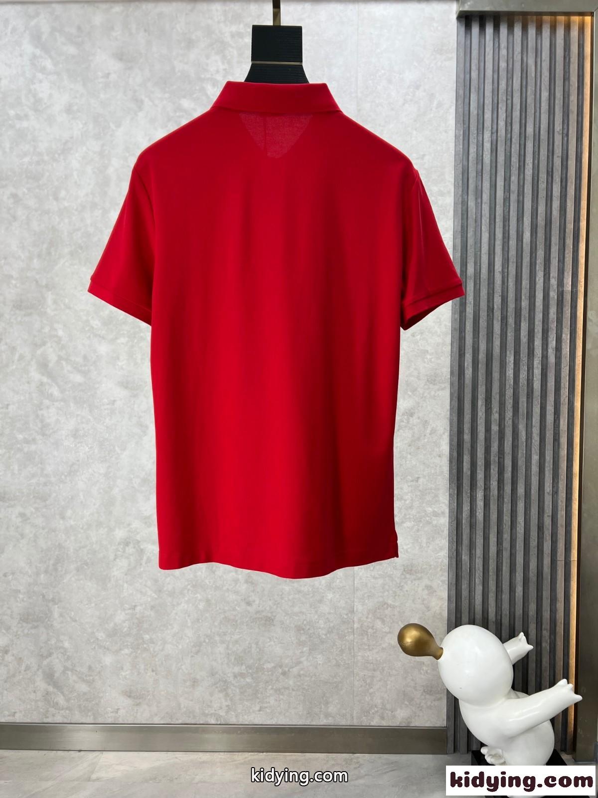 トムブラウン 半袖Tシャツ コピー カジュアル コットンピケ ポロシャツ レッド-1
