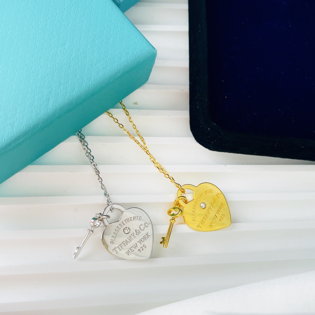 リターン トゥ ティファニー ハート タグ キー ペンダント コピー チェーン ネックレス-2