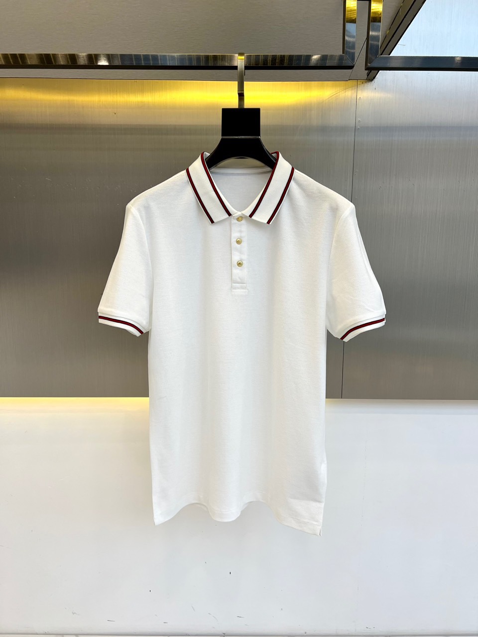 洗練された コットンピケ ポロシャツ グッチ Tシャツ 偽物 半袖トップス ホワイト-0