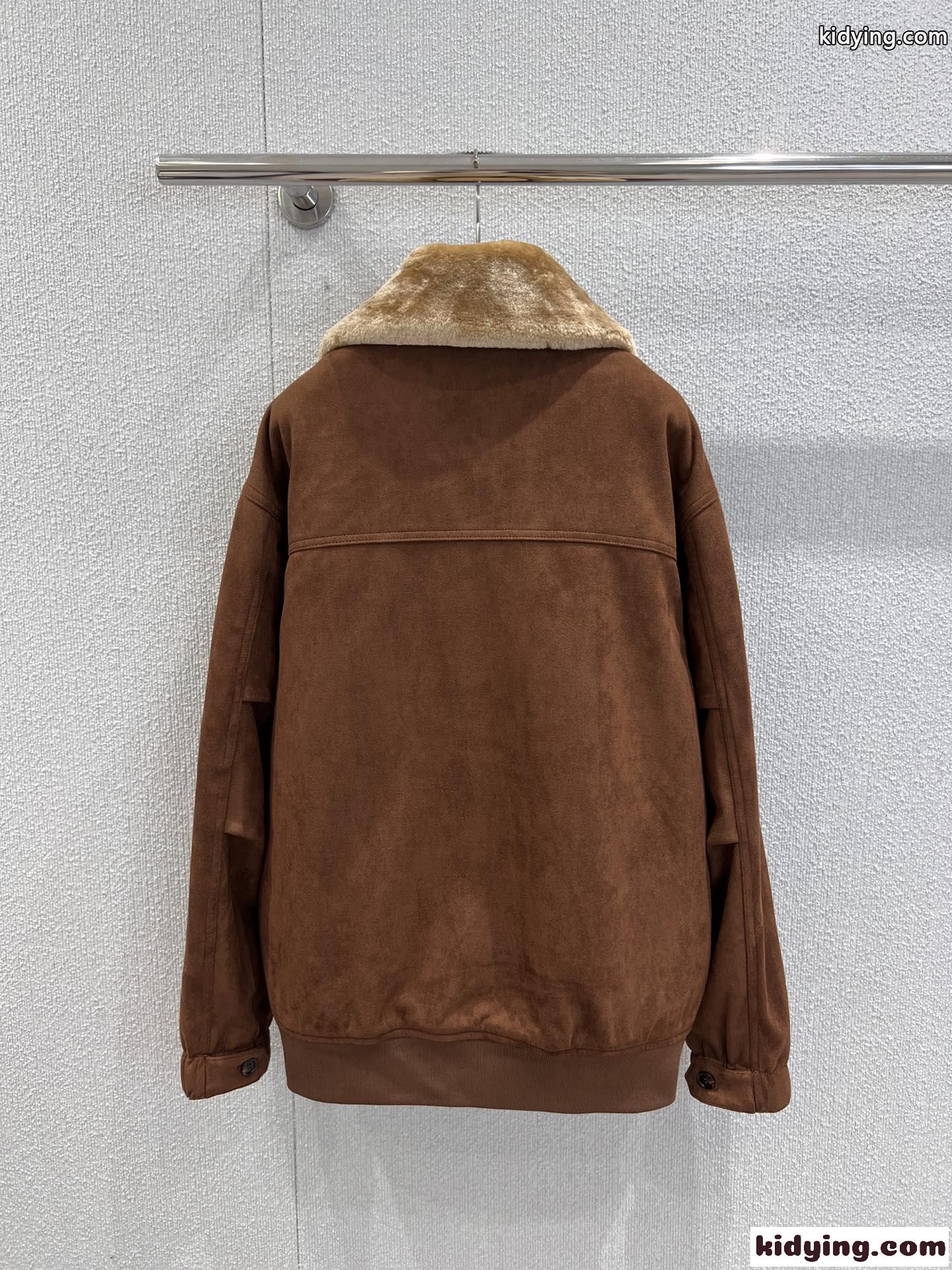 上品 カジュアル ファー襟 ブルゾン ミュウミュウ ジャケット コピー ブラウン-2