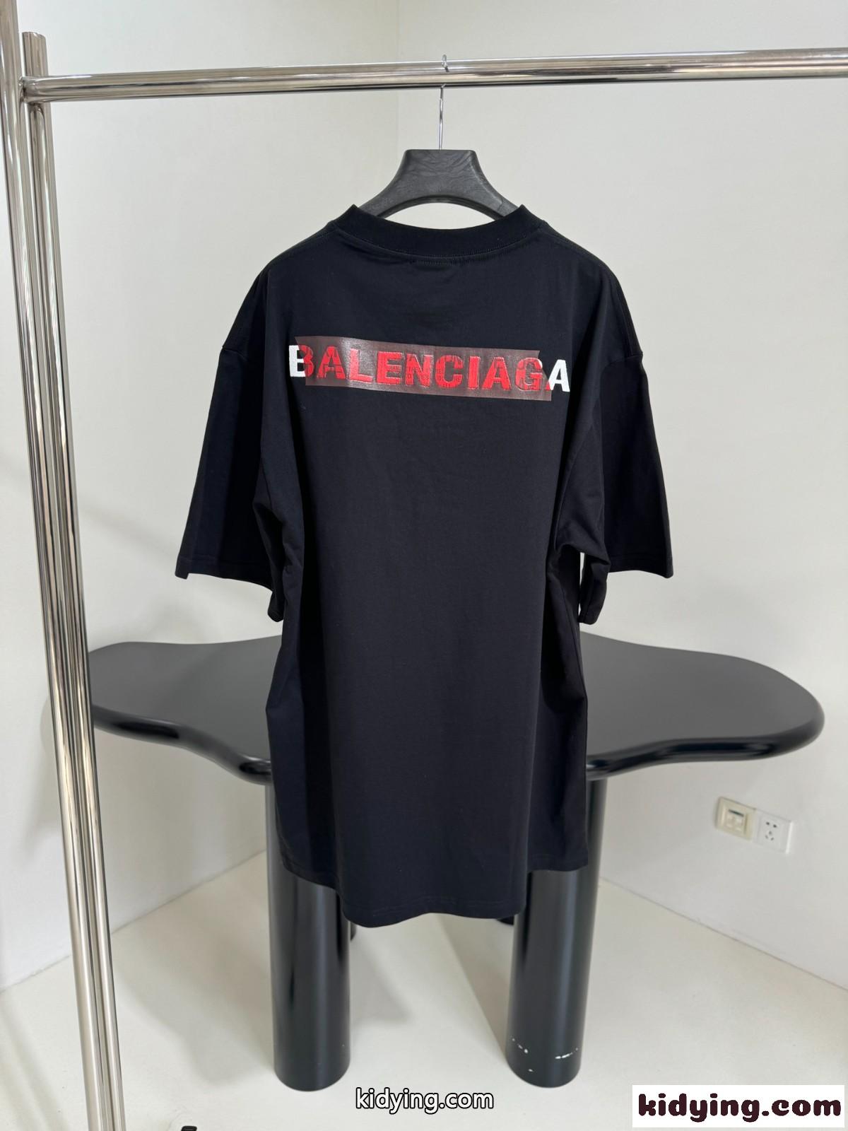 ユニセックス バレンシアガ TAPED BALENCIAGA BACK Tシャツ コピー ブラック-1